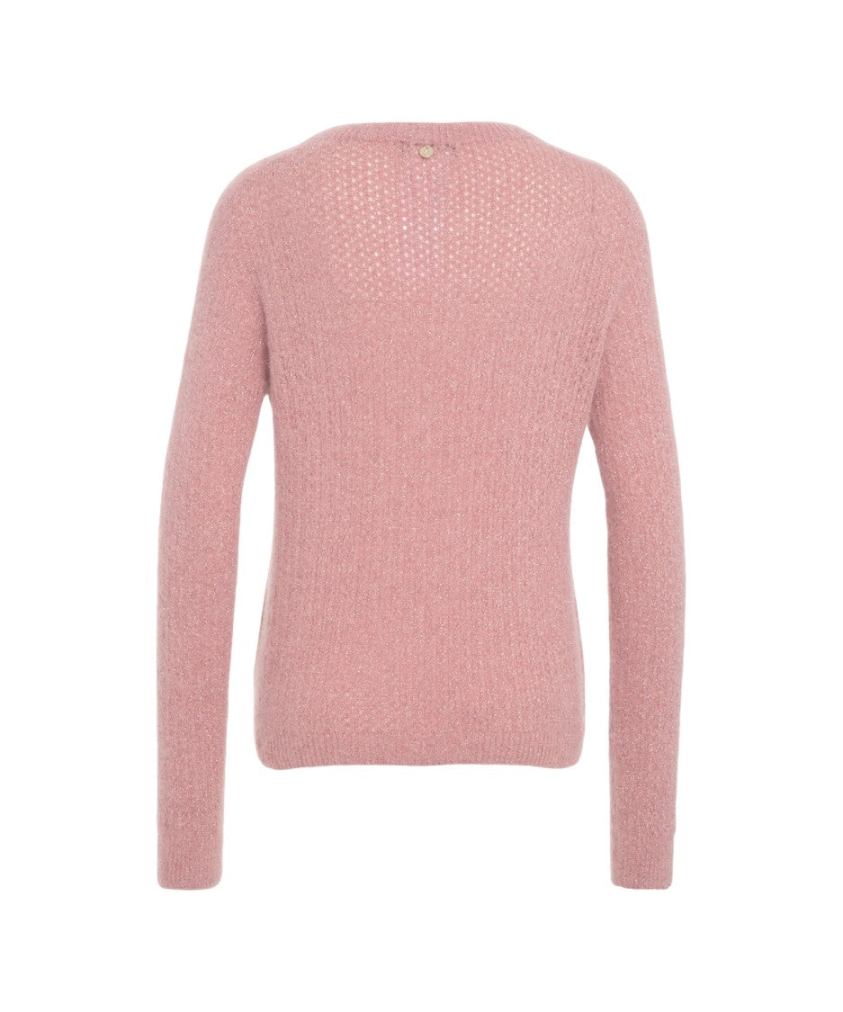 Liu Jo Ribbed Knit Sweater With Semi-Transparent Detail