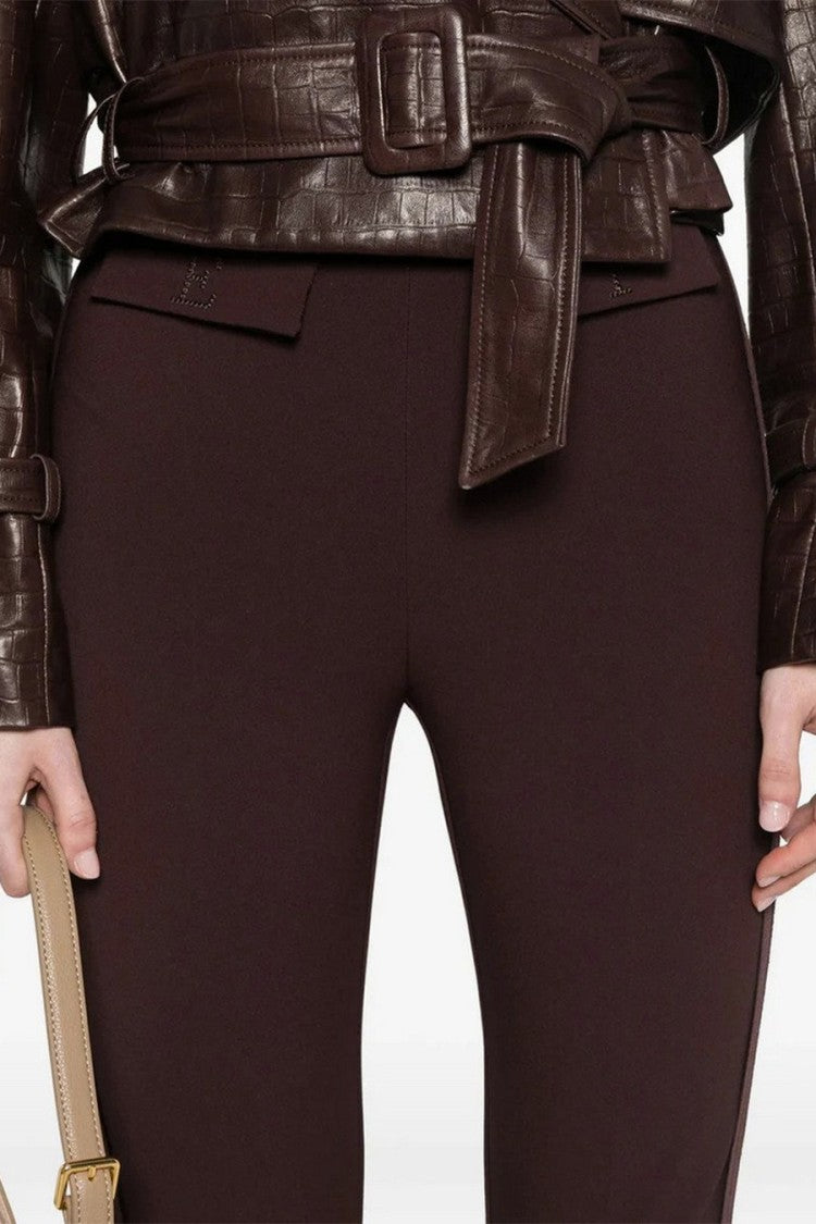 Elisabetta Franchi Brown Flap-Pocket Cropped Trousers
