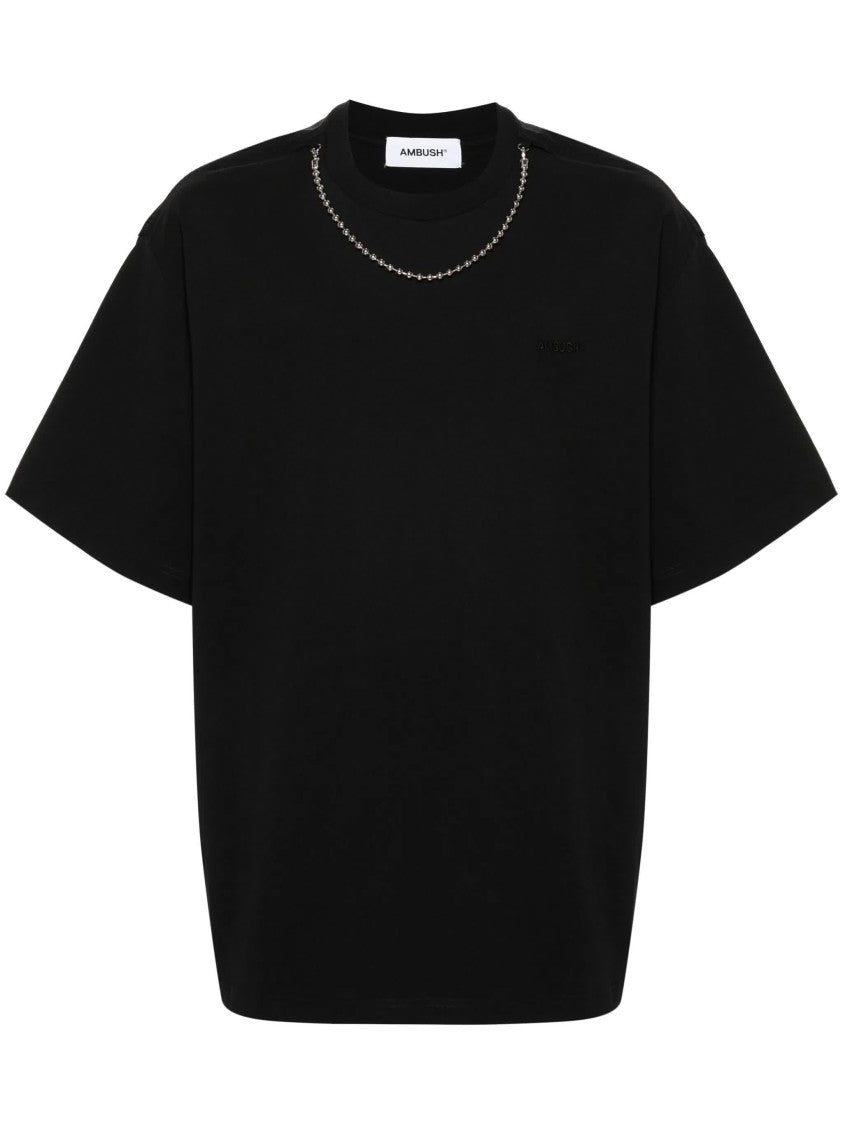 Ambush Black Ballchain Detail Organic Cotton T-Shirt