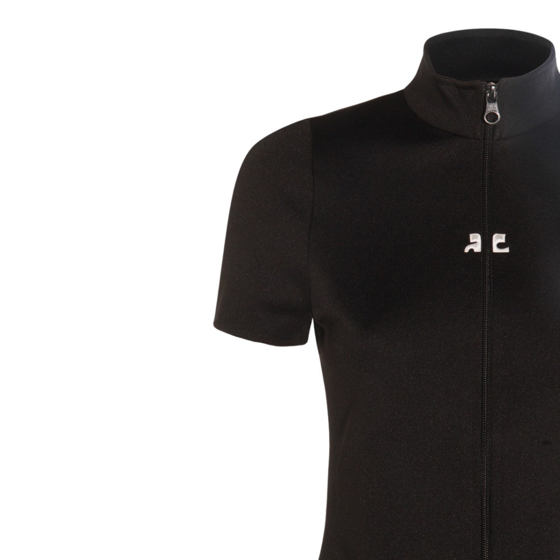Courrèges Fitted Black Top With High Collar