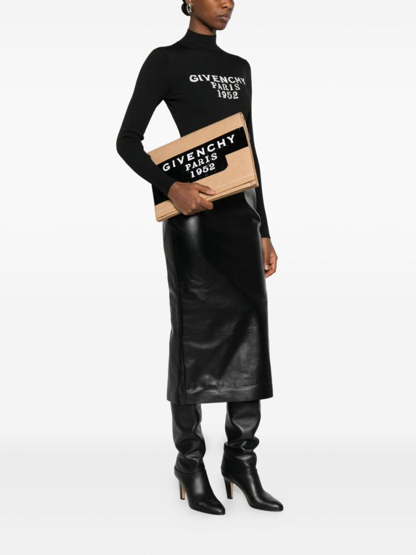 Givenchy Beige Drawstring Bag With Rectangular Patch