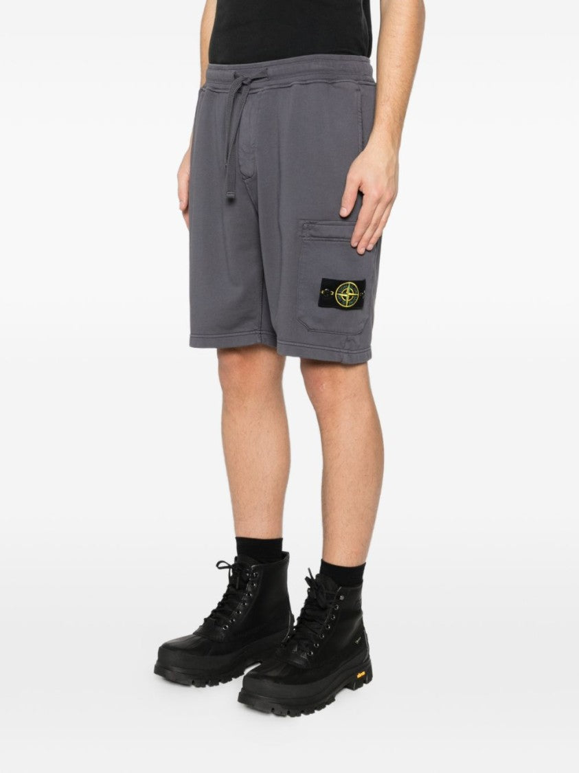 Stone Island Grey Bermudas With Adjustable Drawstring Waist