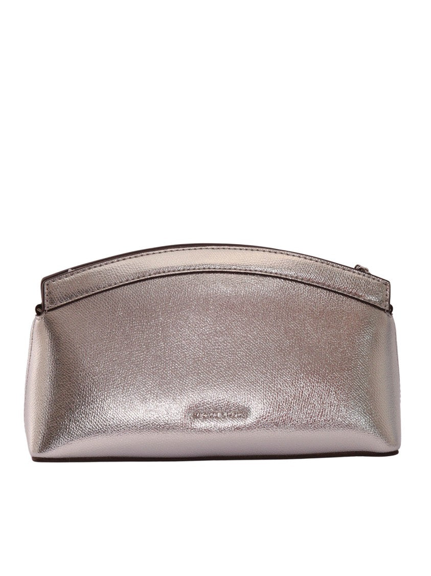 Michael Kors Silver Dome Leather Chain Clutch