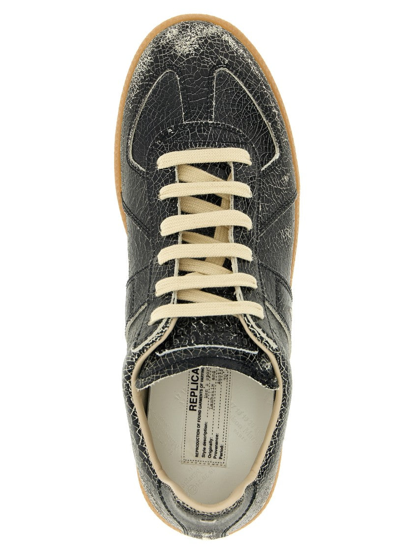 Maison Margiela Low-Top Sneakers In Craquelé Calfskin Leather