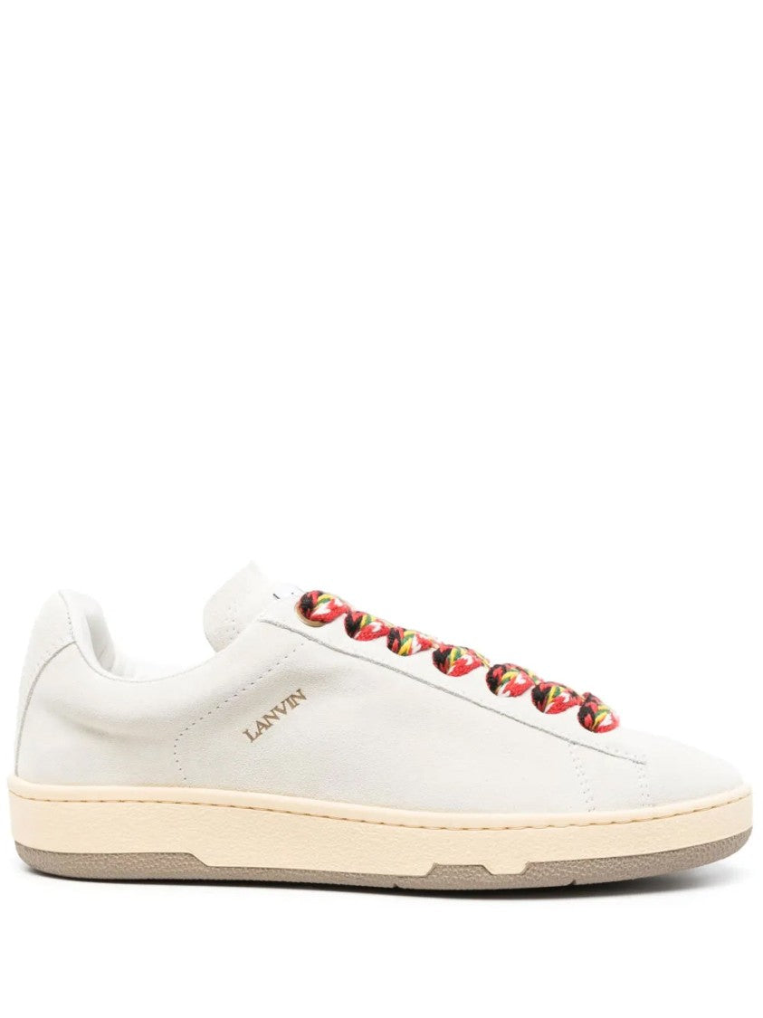 Lanvin White Lite Curb Multicolored Laces Leather Sneakers