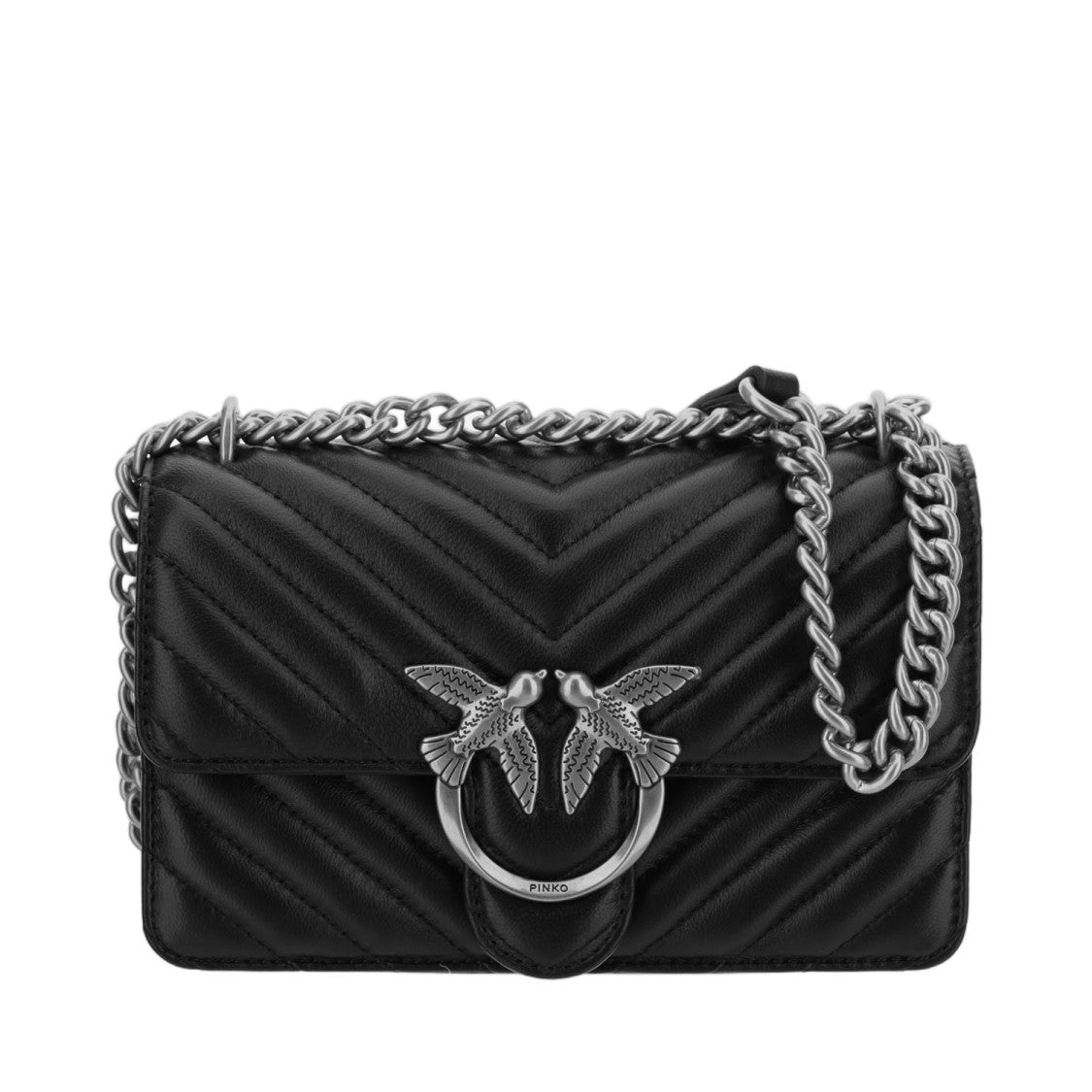 Pinko Black Mini Love One Quilted Leather Shoulder Bag