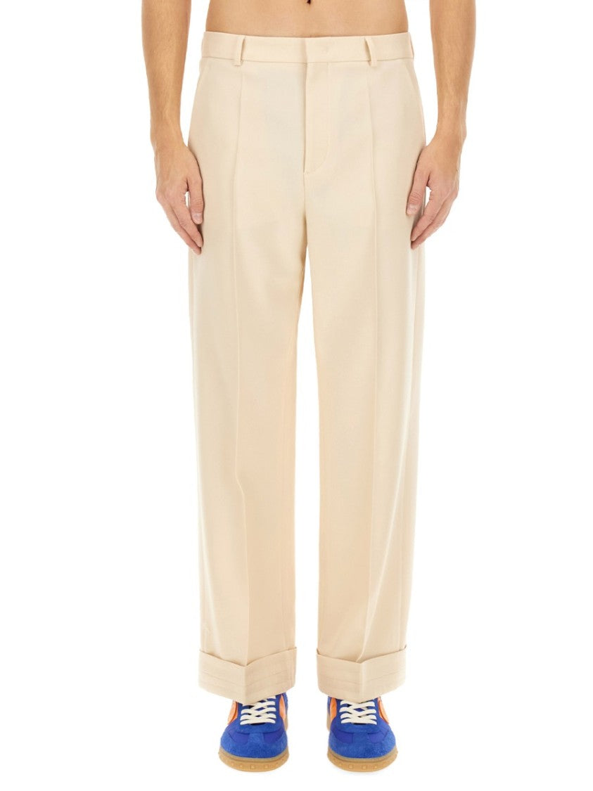 Valentino High-Waisted Wool Pants With Classic Pleat Design