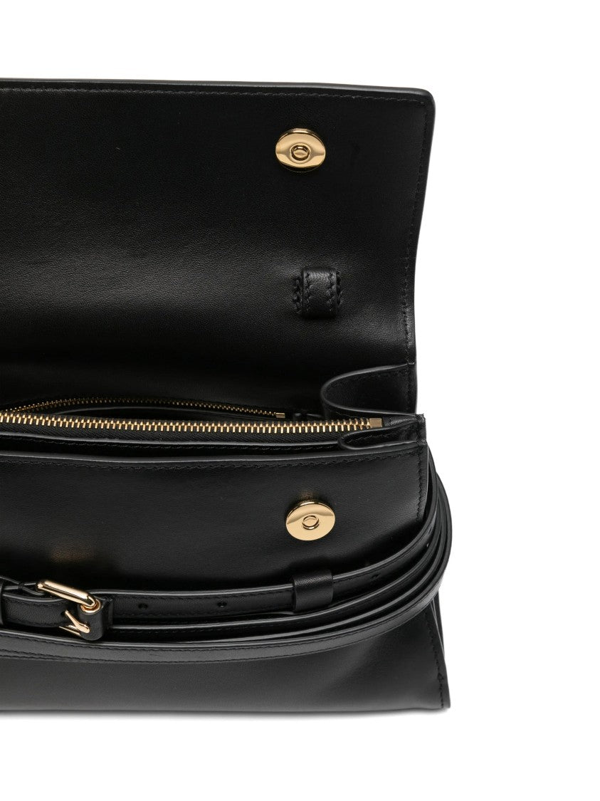 Moschino Fold-Over Nappa Leather Shoulder Bag With Gold