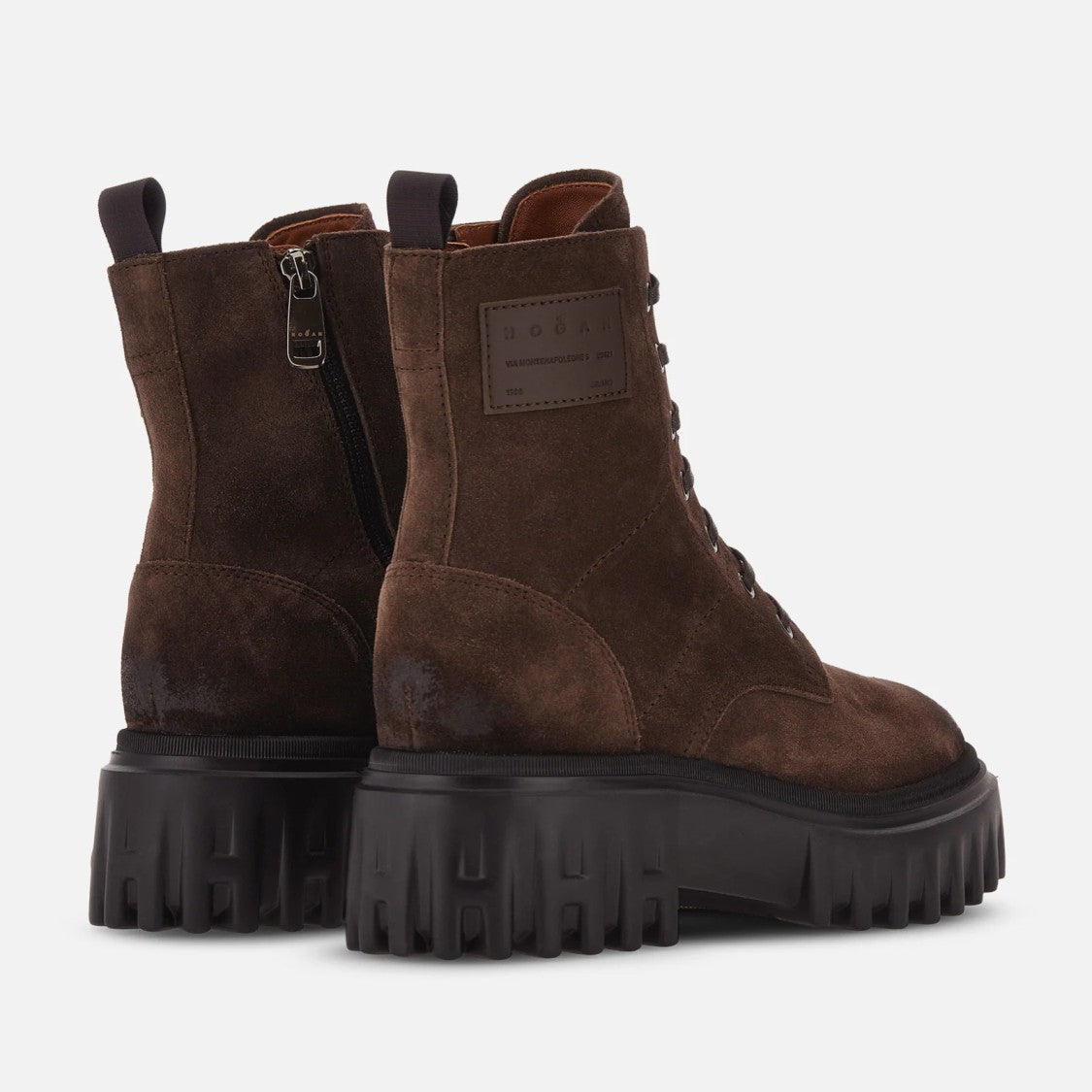 Hogan Brown Suede Lace-Up Chunky-Sole Ankle Boots