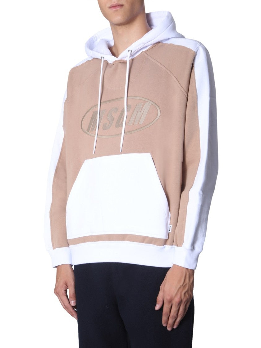 Msgm Two-Tone Oversized Hooded Sweatshirt