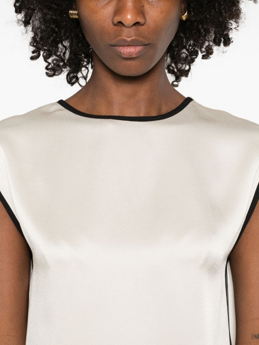 Forte Forte Boxy Cropped Sleeveless Top With Contrasting Piping