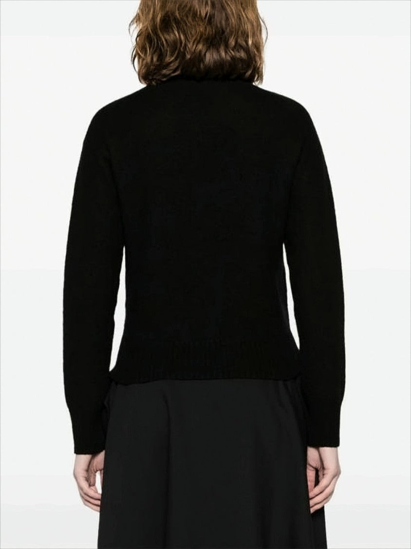 Jil Sander Classic Cropped Wool Sweater With Ribbed Details
