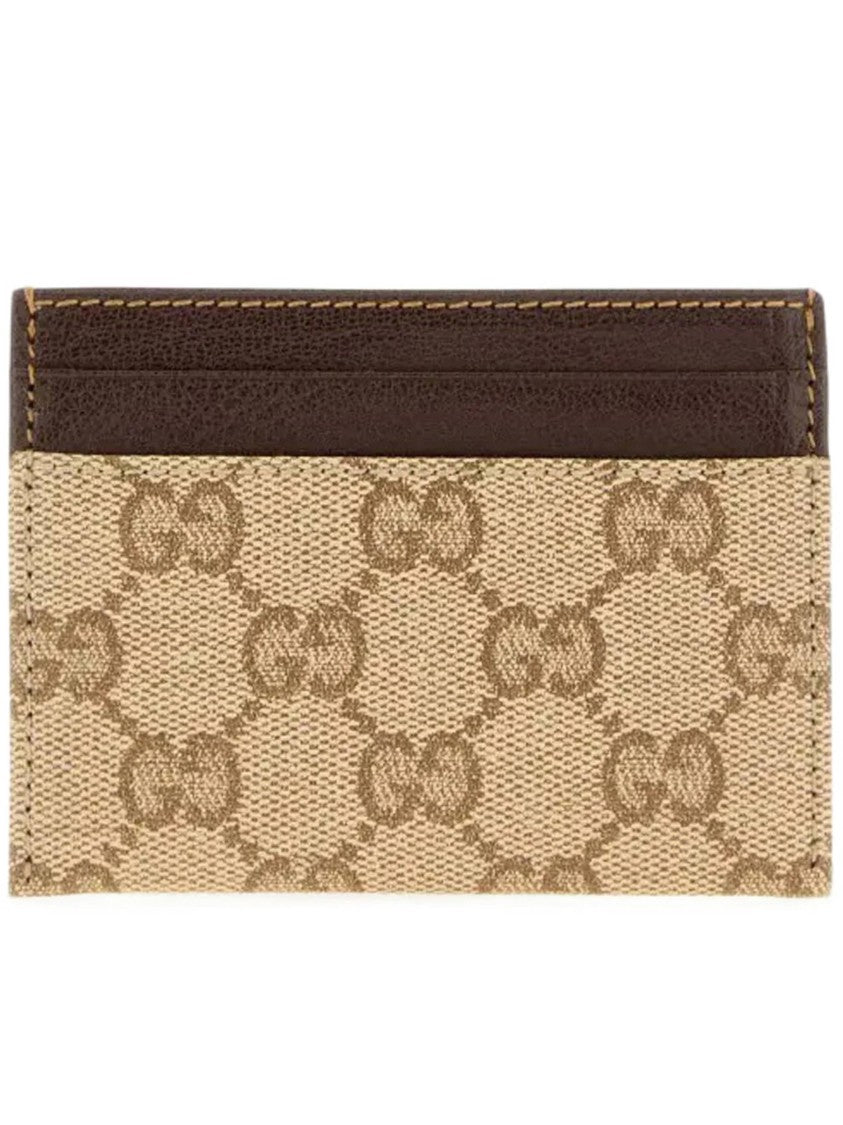 Gucci Beige Credit Case Canvas Cardholder