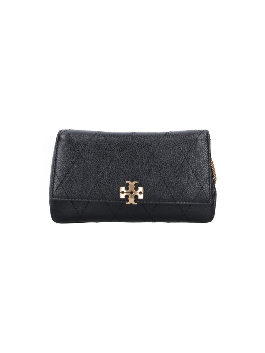Tory Burch Black Leather Charlie Chain Wallet