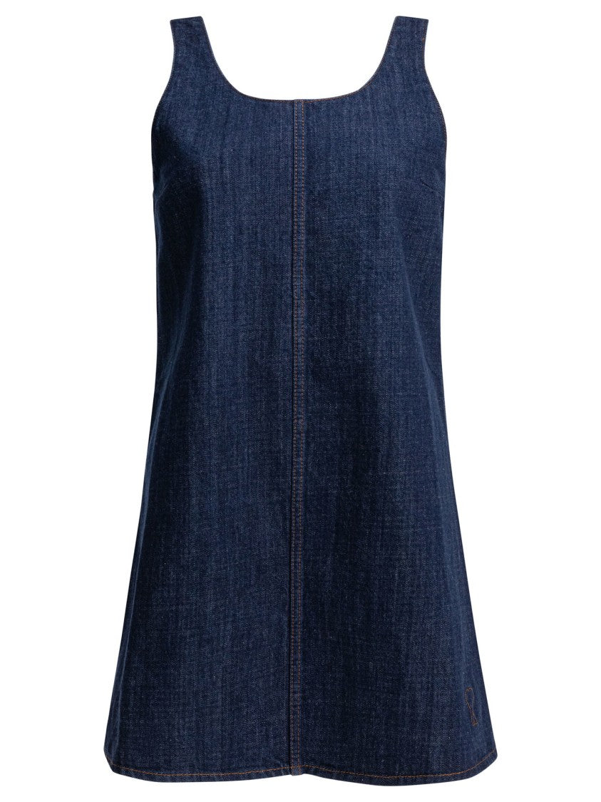 Ami Paris Sleeveless Dark Denim Mini Dress