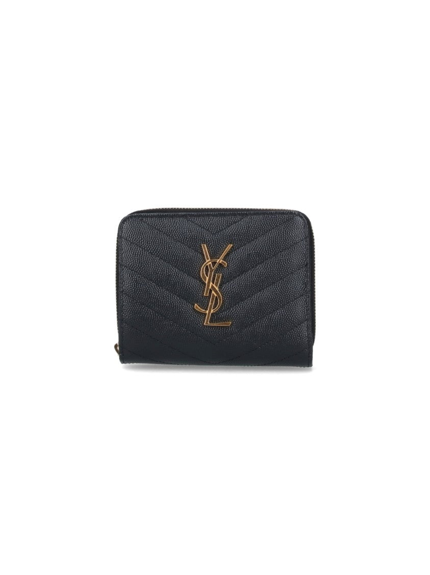 Saint Laurent Compact Zip "Cassandre" Wallet – Black