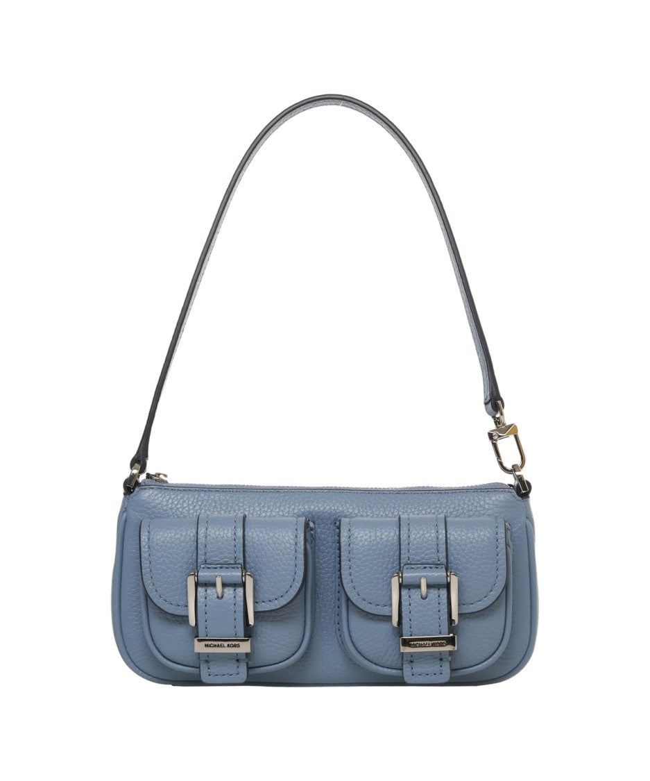 Michael Kors Shoulder Bag In Textured Blue Leather