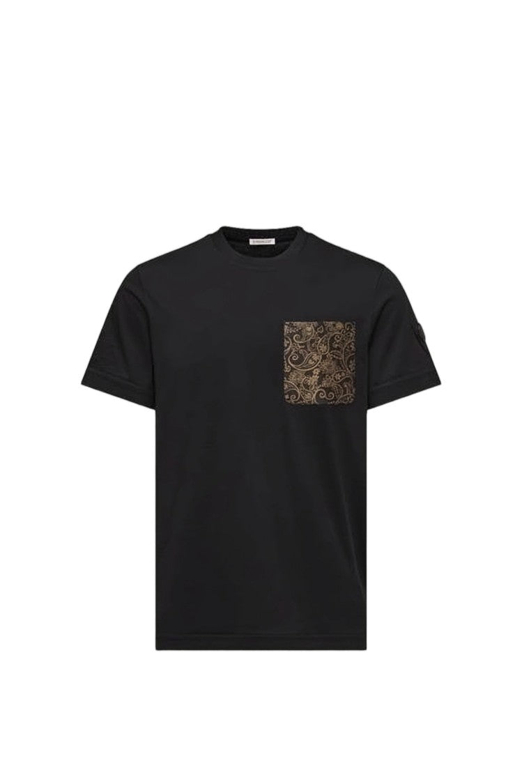 Moncler Short-Sleeved Cotton T-Shirt With Contrasting Paisley Pocket