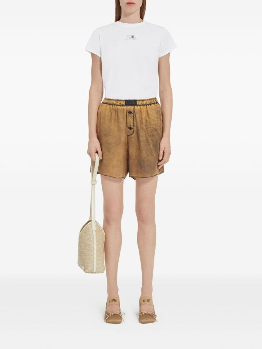 Mm6 By Maison Margiela Relaxed Fit White Cotton T-Shirt With Centered Logo