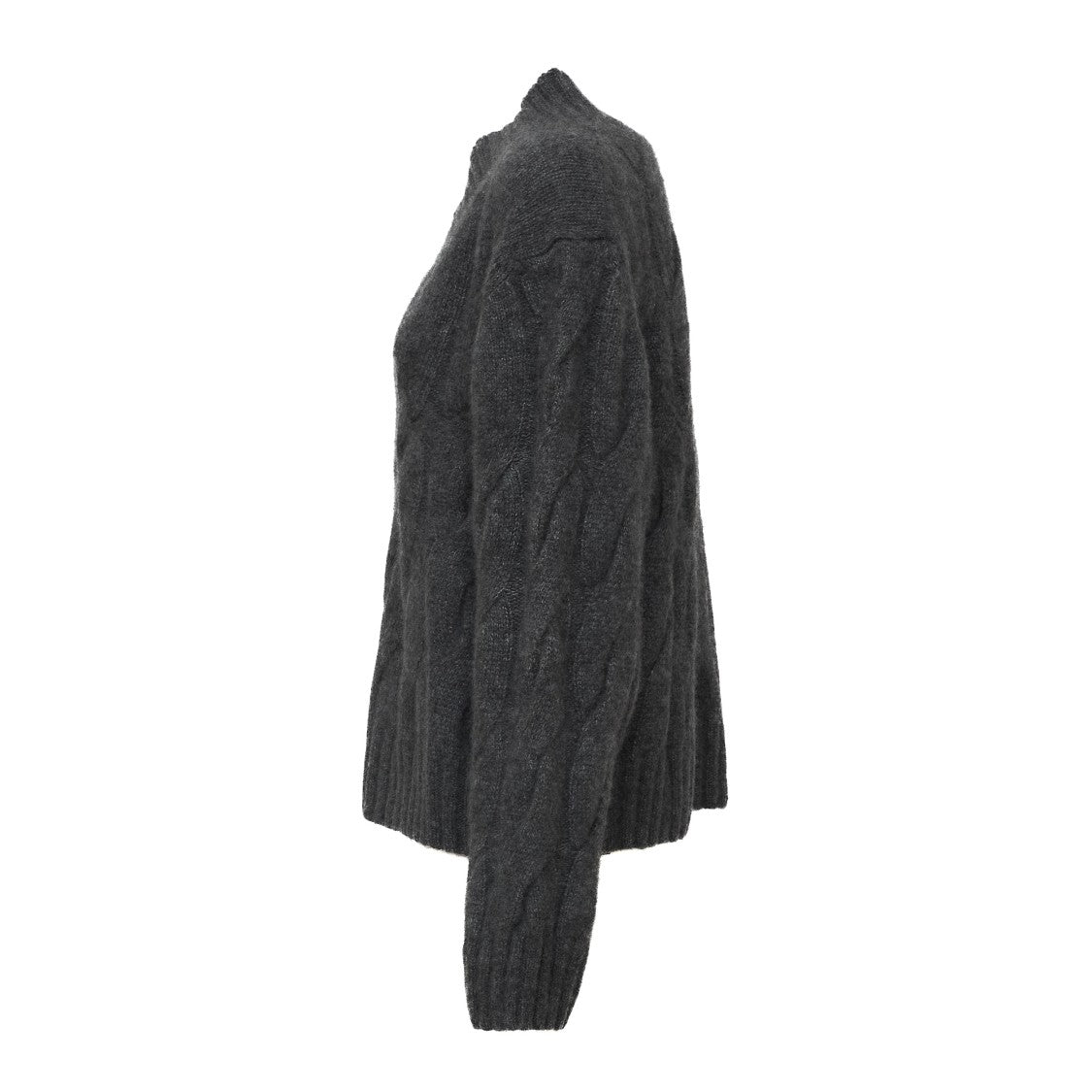 Allude Cable-Knit Cashmere Silk V-Neck Sweater