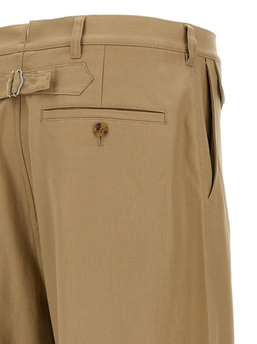 Comme Des Garçons Curved Leg Trousers With Knee Pincers And Adjustable Back Strap