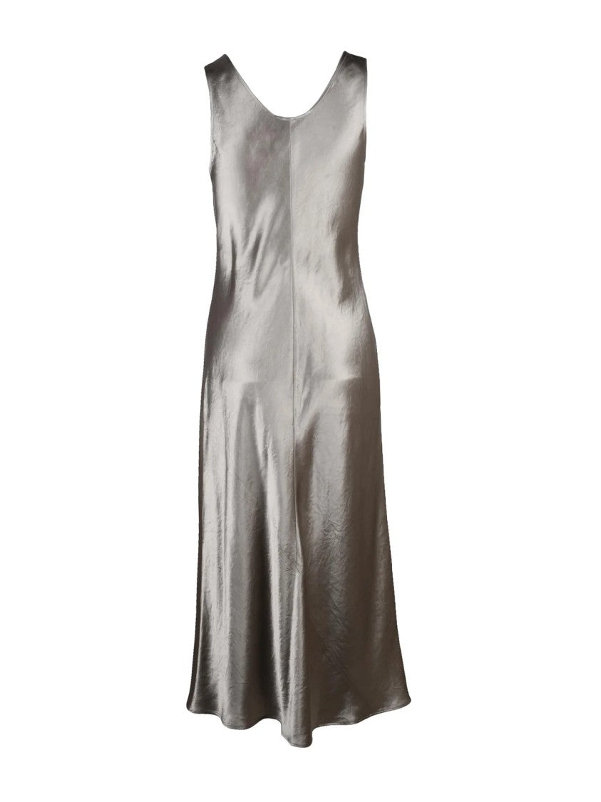 Mm By Max Mara Beige Talete Acetate Satin Dress