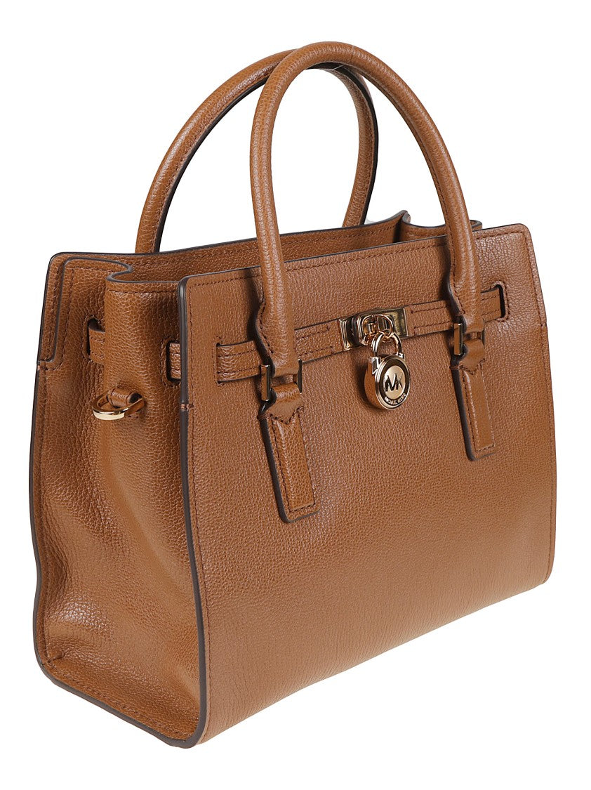 Michael Kors Small Hamilton Textured Leather Gold-Tone Satchel