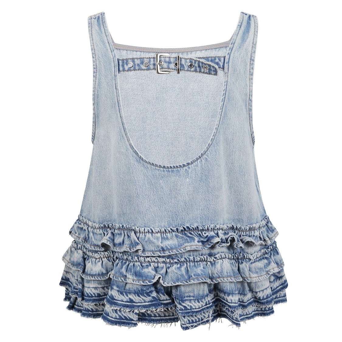 Ganni Sleeveless Square-Neck Top With Back Buckle Detail