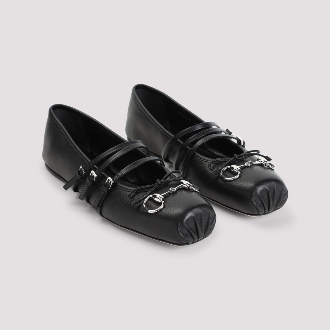 Gucci Horsebit Black Leather Ballerinas