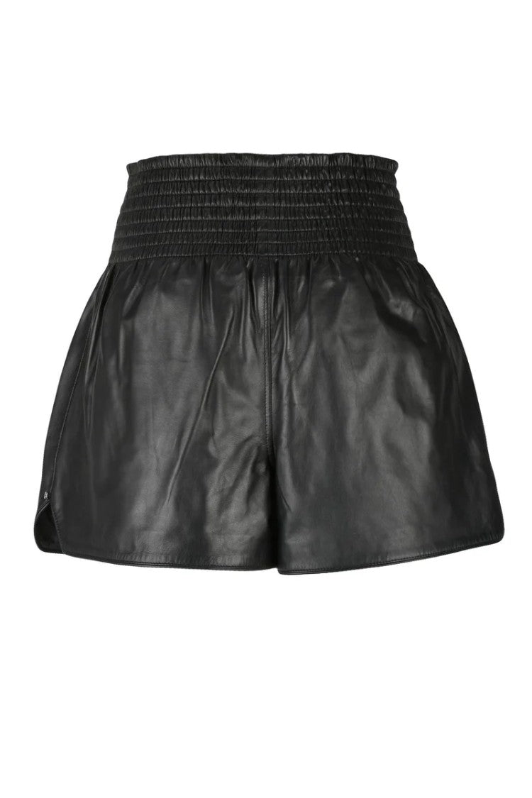 Sportmax High-Waisted Leather Shorts - Black