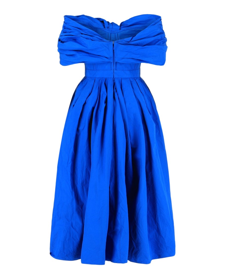 Alexander Mcqueen Draped Off-The-Shoulder Midi Dress