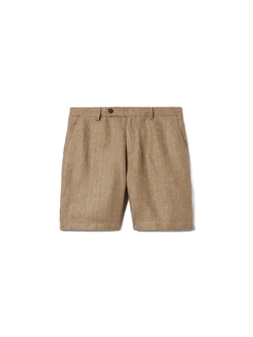 Mc2 Saint Barth Tailored Beige Shorts With Flat Front