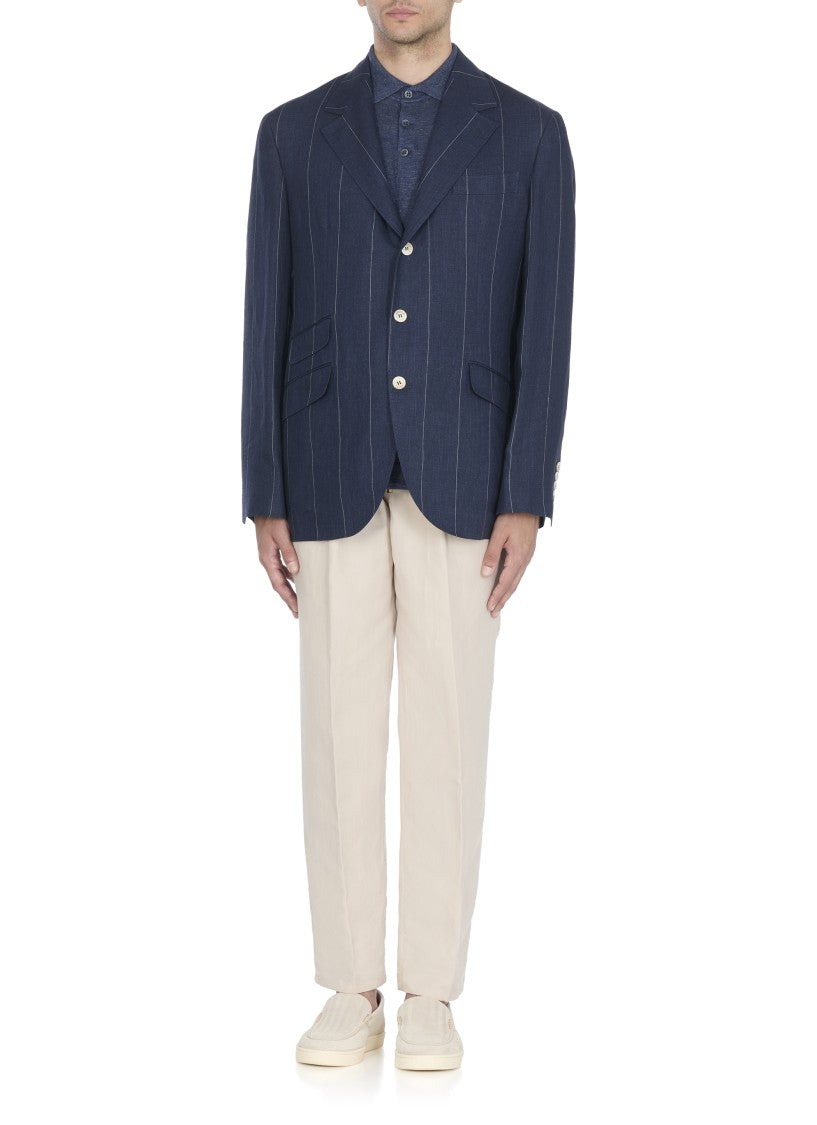 Brunello Cucinelli Tailored Linen Jacket With Classic Lapel