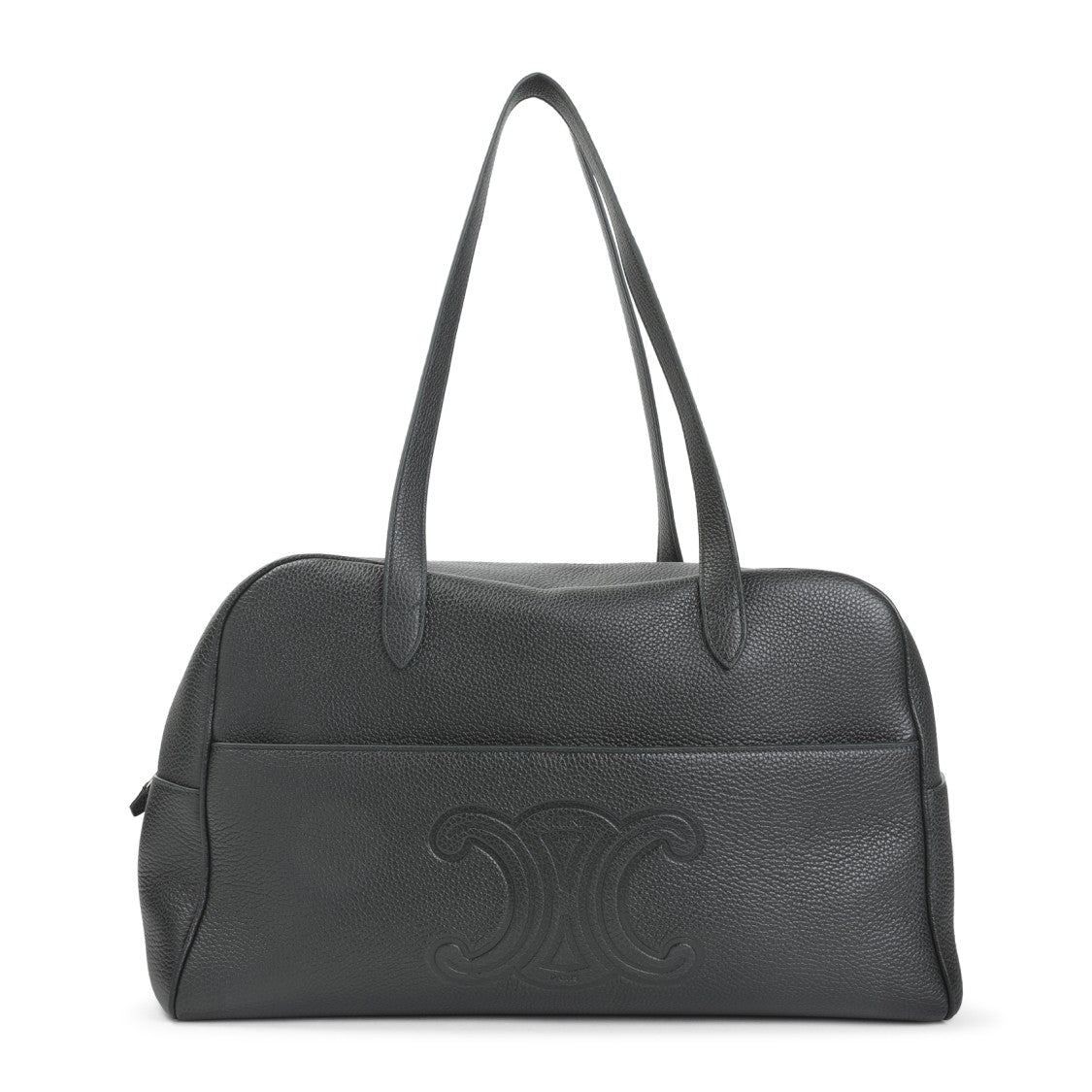 Celine Night Green Calf Leather Duffle Bag With Signature Detailing