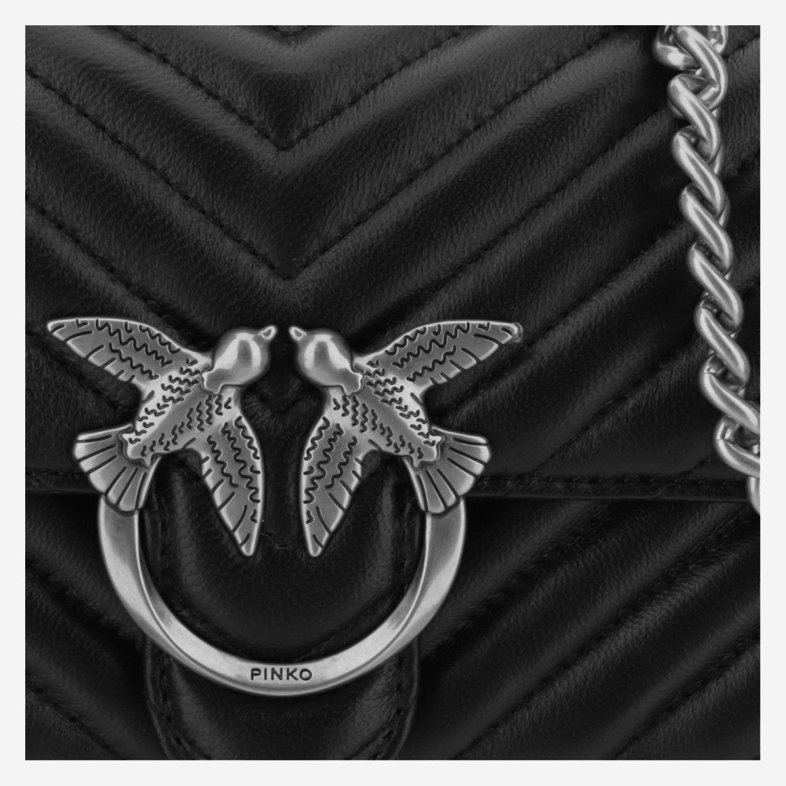 Pinko Black Mini Love One Quilted Leather Shoulder Bag
