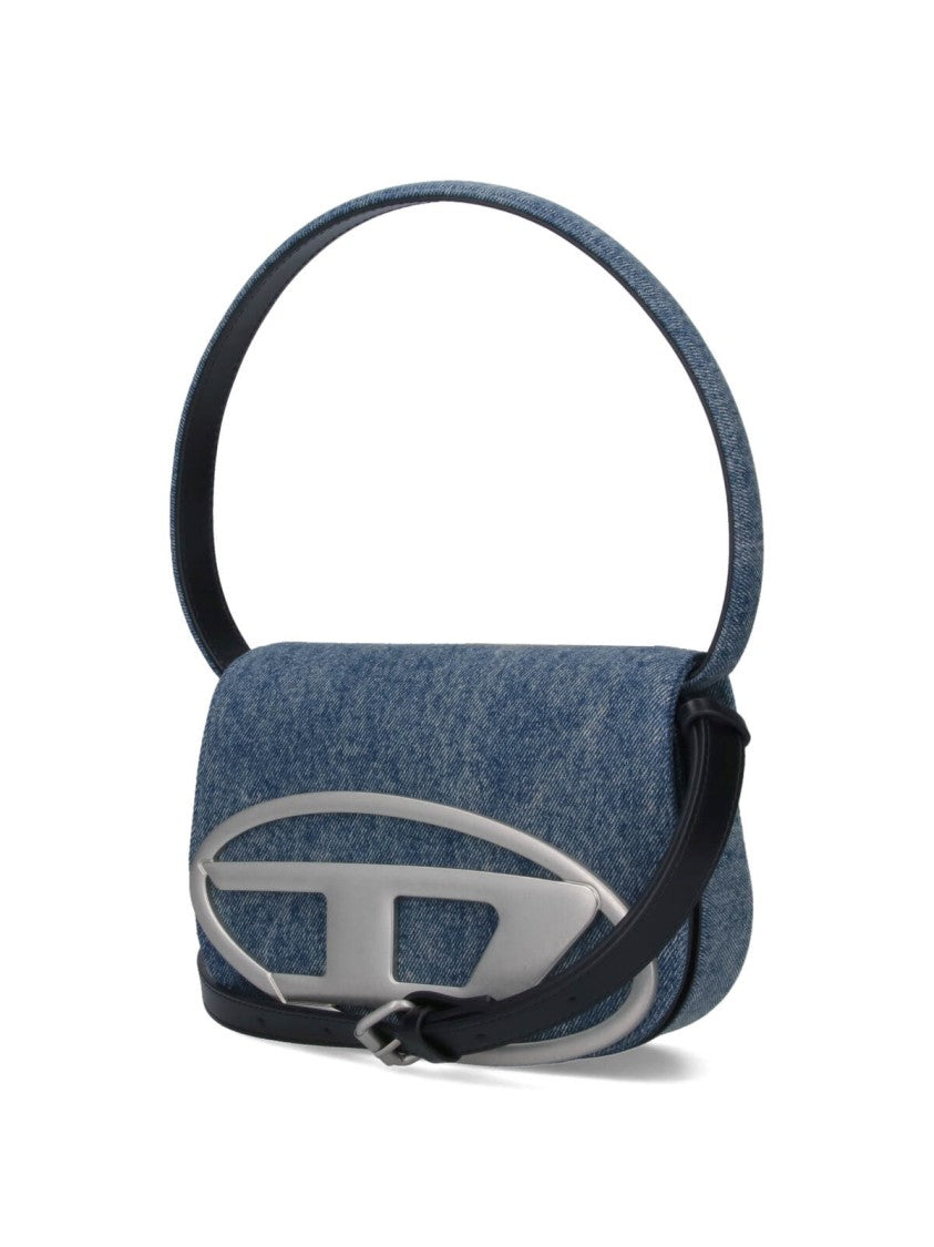 Diesel Shoulder Bag In Blue Denim With Leather Trims