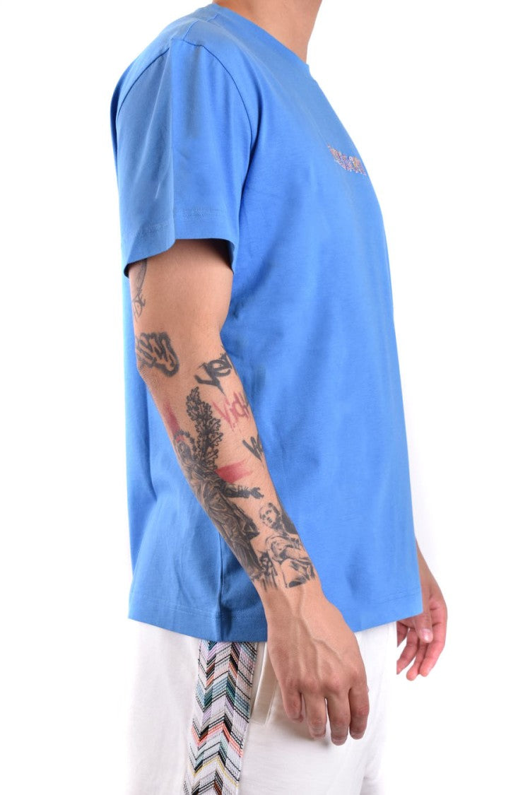 Missoni Blue Cotton Logo-Embroidered T-Shirt