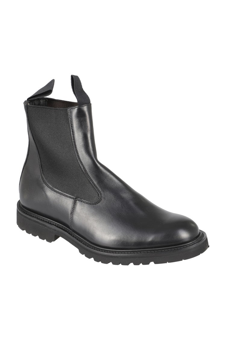 Tricker's Polished Black Leather Ankle Boot