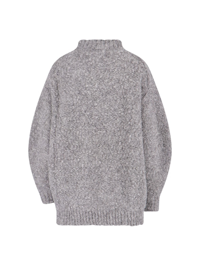 Isabel Marant Relaxed High Neck Sweater With Ribbed Hem And Dropped Shoulders