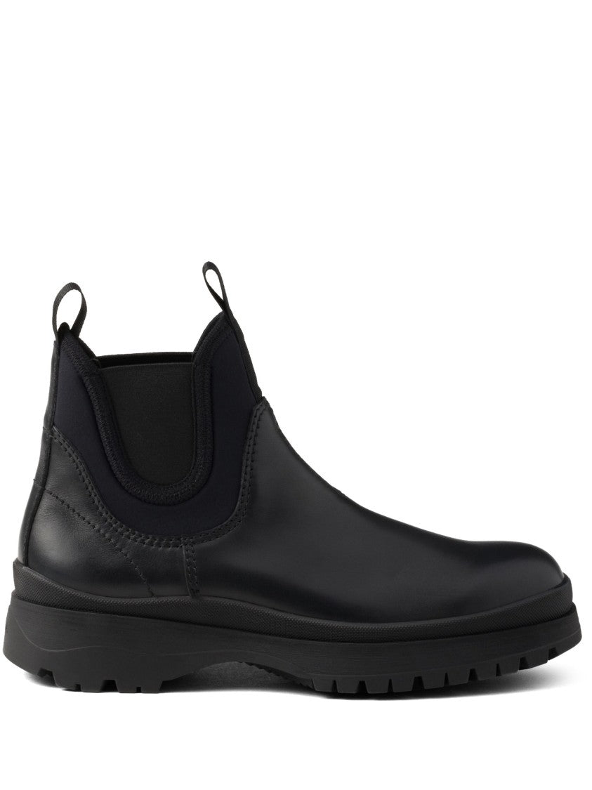 Prada Black Brixxen Leather Chelsea Boots