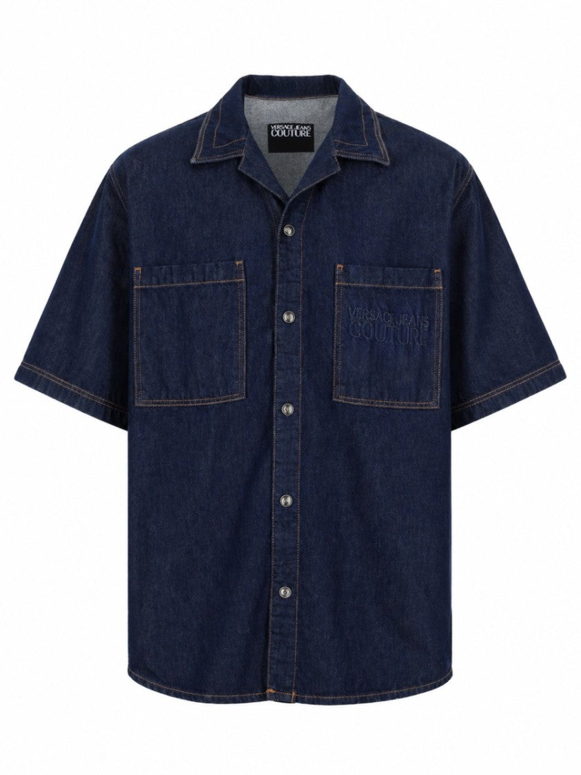 Versace Jeans Couture Baroque Logo Chest Denim Shirt