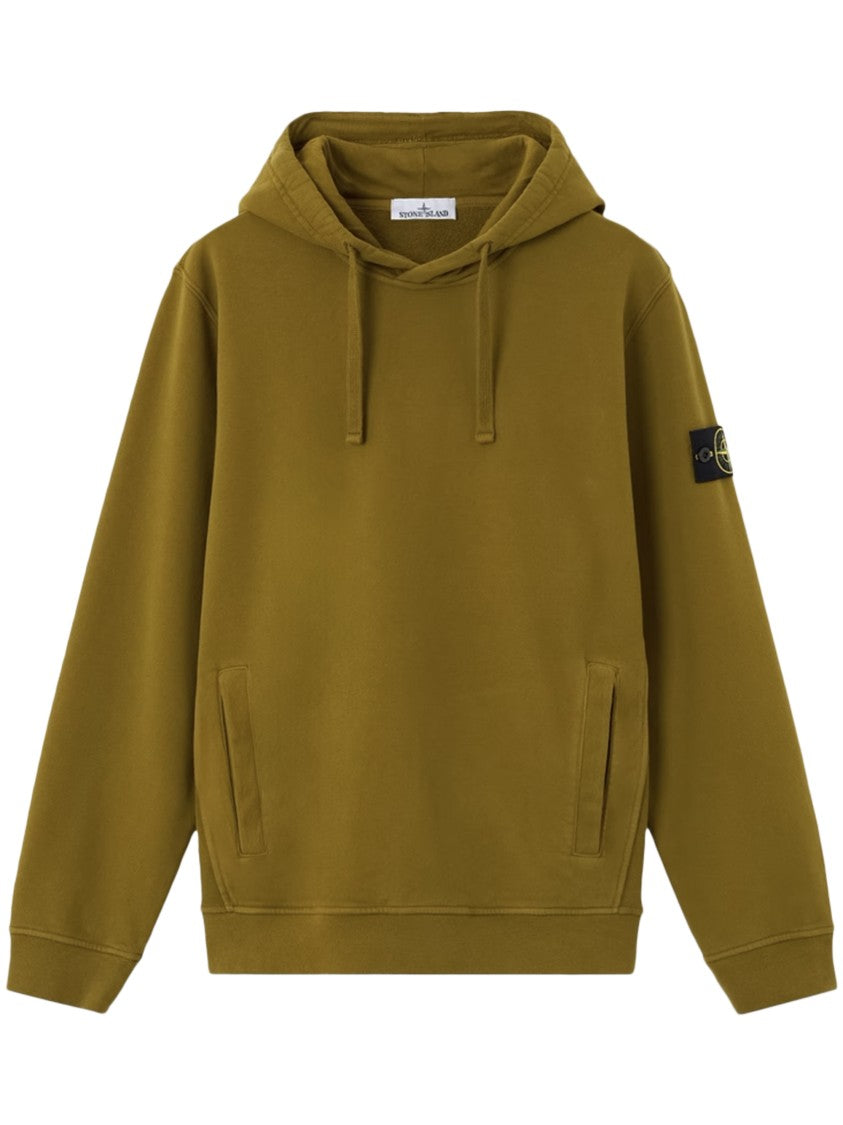 Stone Island Relaxed Olive Green Hoodie Sweater With Compass Logo