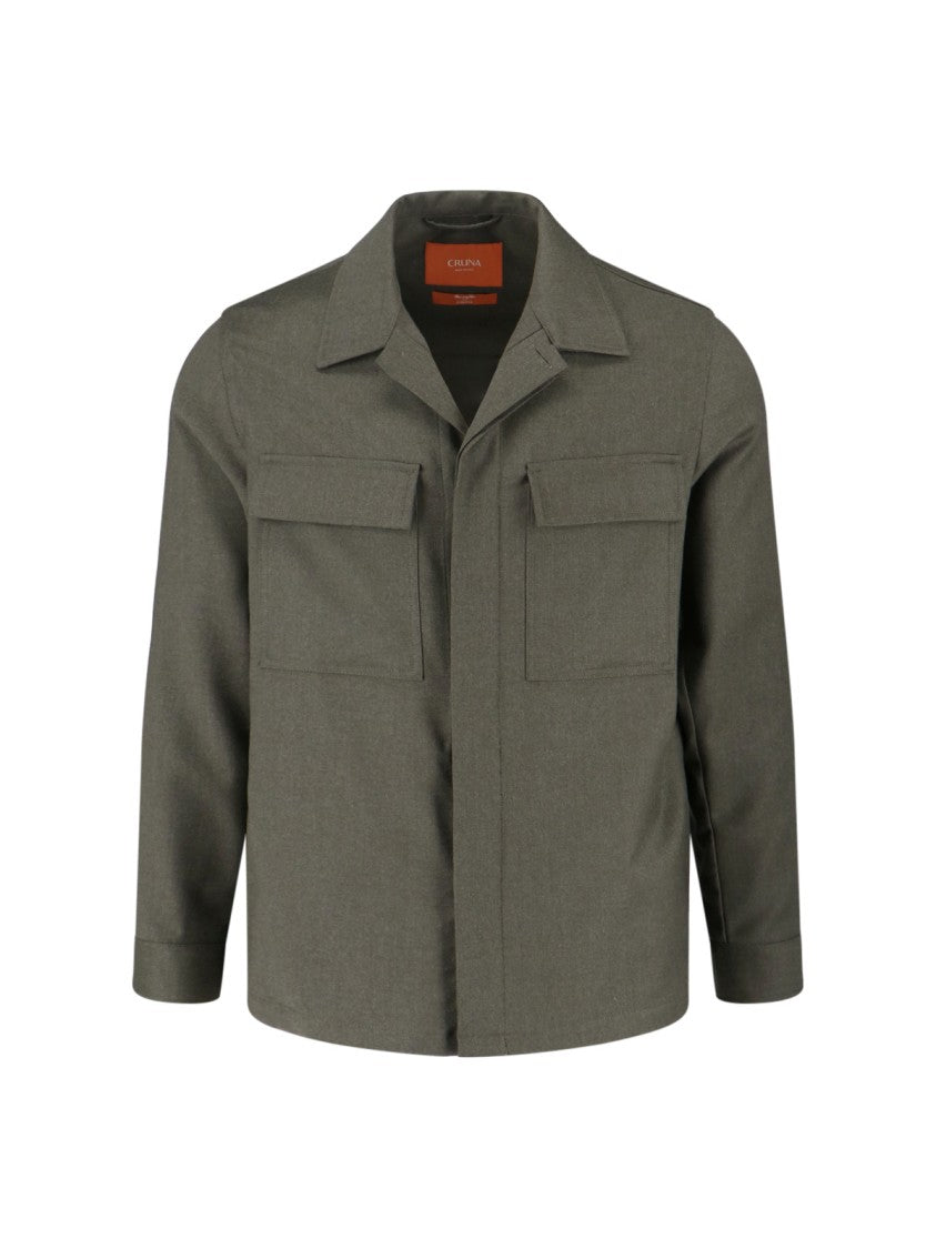 Cruna Structured Wool Shirt Jacket With Classic Collar And Chest Pockets