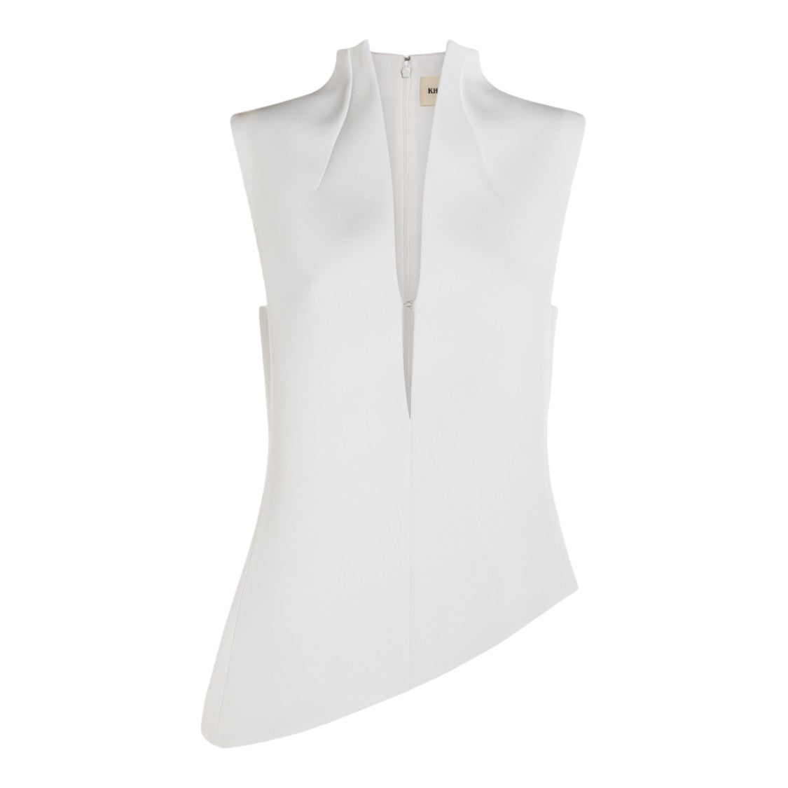 Khaite Asymmetrical White Top With High Collar