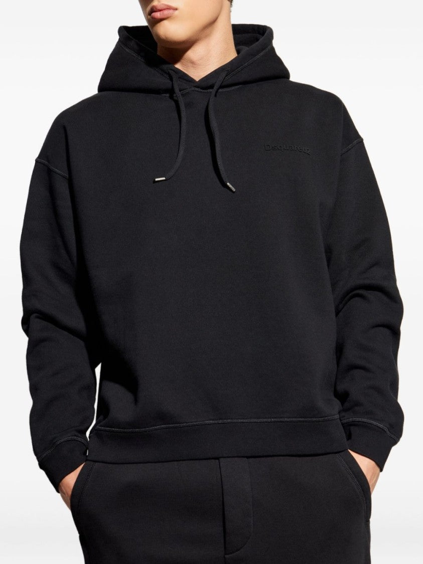 Dsquared2 Relaxed Fit Black Hoodie With Embossed Logo