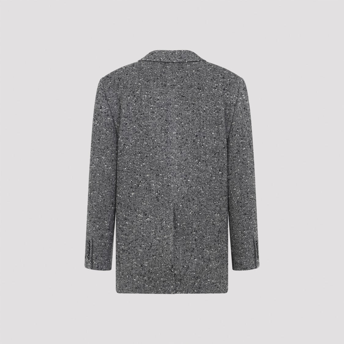 Celine Herringbone Wool Jacket With Classic Lapels