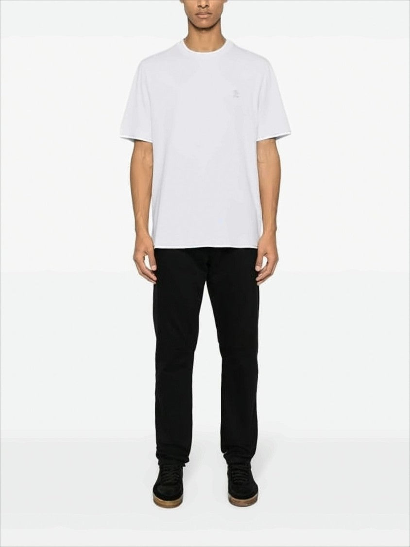 Brunello Cucinelli Relaxed Fit White Cotton T-Shirt