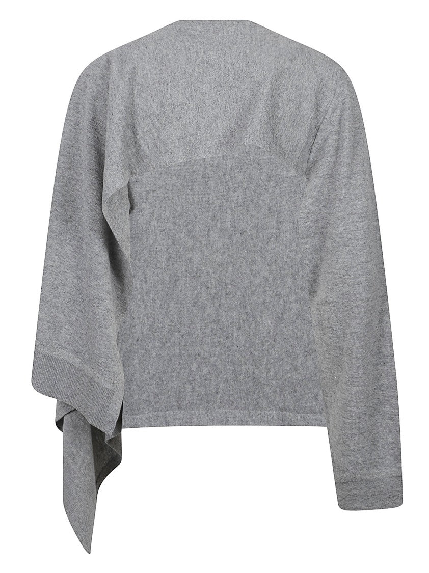 Jil Sander One-Sleeve Asymmetrical Cape Top In Soft Knit