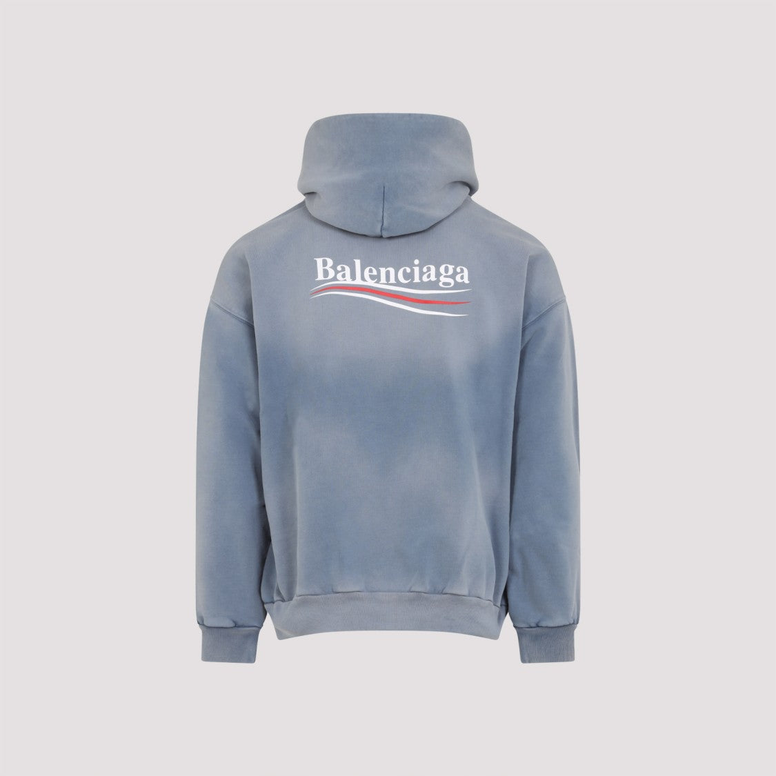 Balenciaga Faded Blue Cotton Medium Fit Hoodie