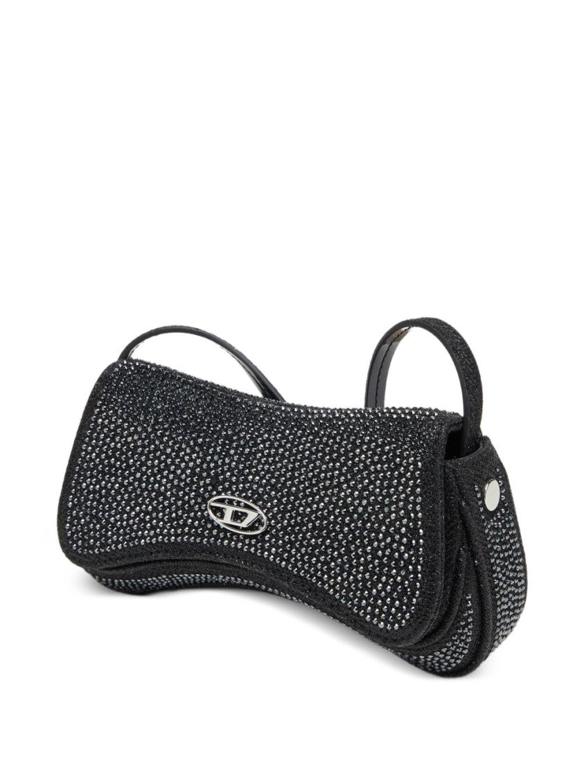 Diesel Black Curved Crystal Embellished Handbag